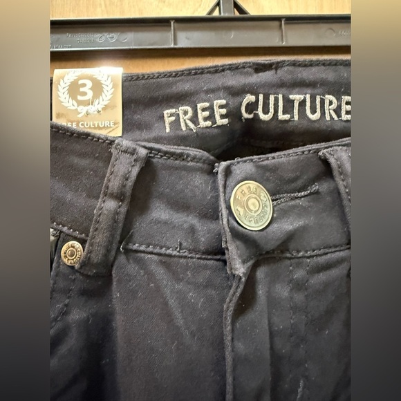 Free Culture Black Skinny Jeans with Faux Leather Inserts. - Picture 5 of 13